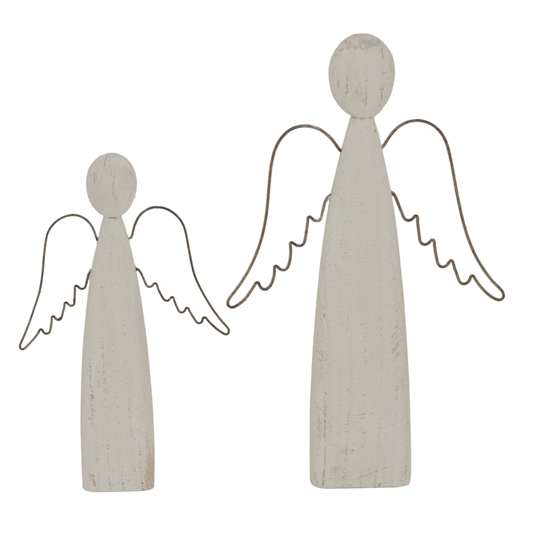 Large Whitewashed Rustic Standing Angel