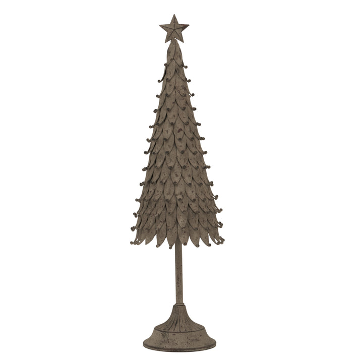 Rustic Decorative Tree With Star — Farmhouse Holiday Tabletop Woodland Ornament