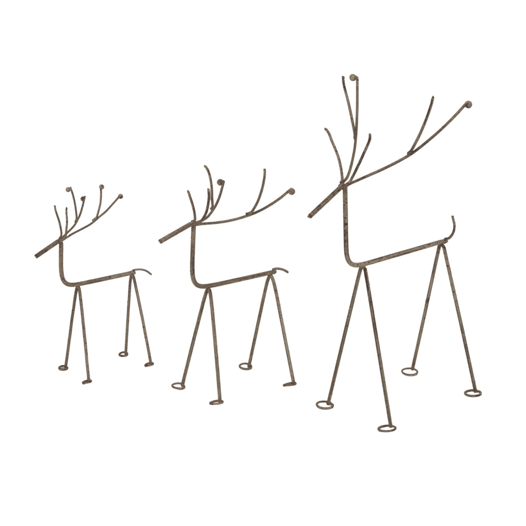 Medium Rustic Metal Reindeer On Stand