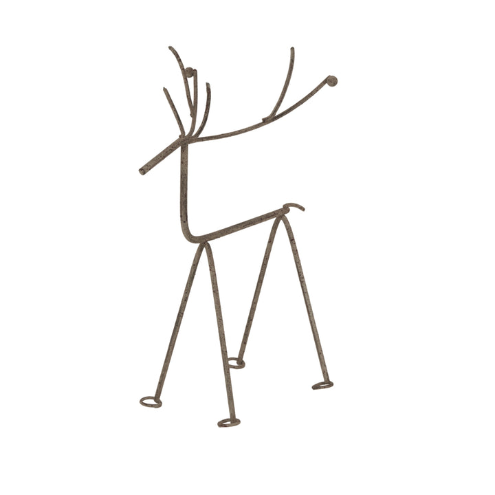 Medium Rustic Metal Reindeer On Stand