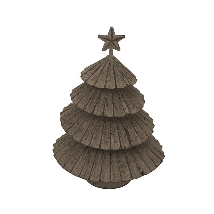 Rustic Metal Layered Tree With Star Decorative Indoor Outdoor Holiday Accent Sculpture