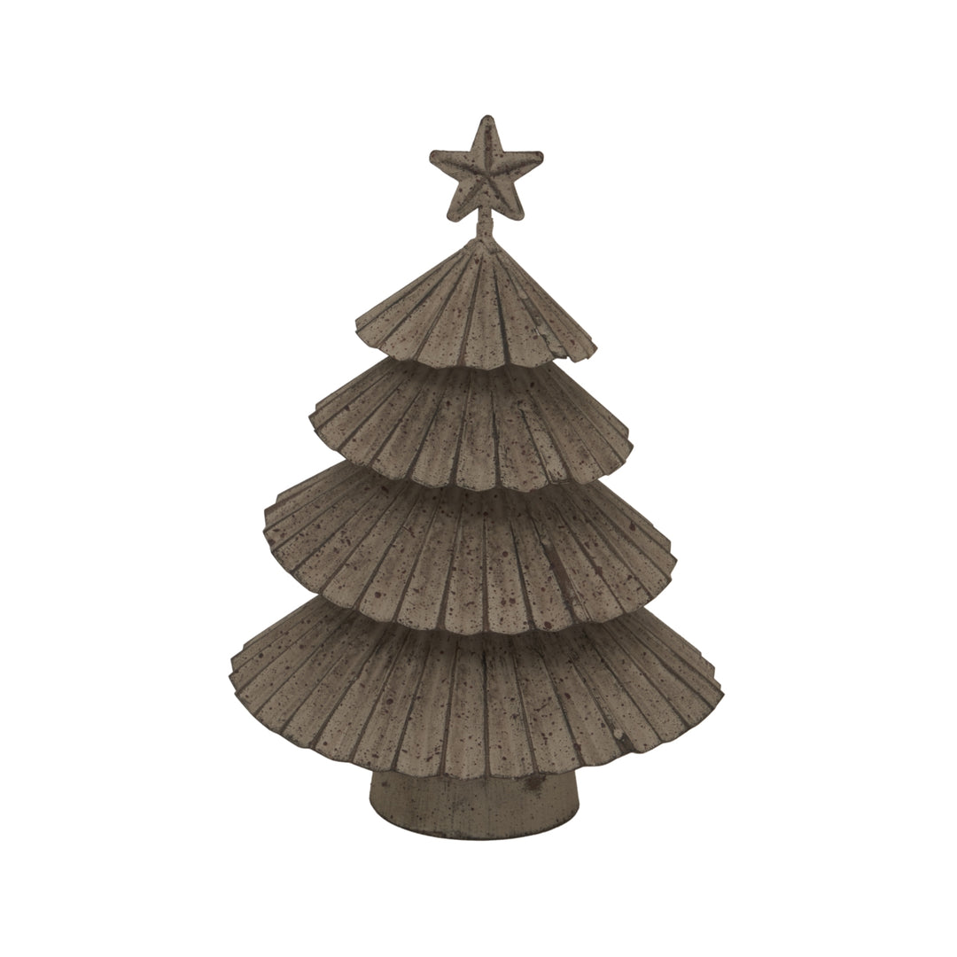 Rustic Metal Layered Tree With Star Decorative Indoor Outdoor Holiday Accent Sculpture