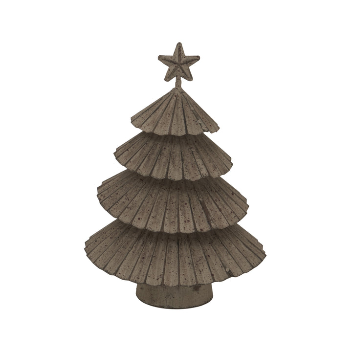 Rustic Metal Layered Tree With Star Decorative Indoor Outdoor Holiday Accent Sculpture