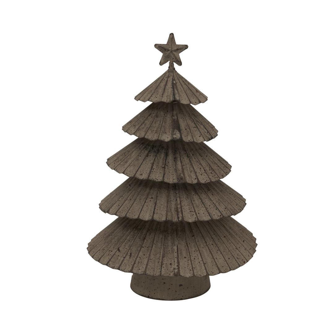 Rustic Metal Layered Tree With Star Decorative Indoor Outdoor Holiday Accent Sculpture