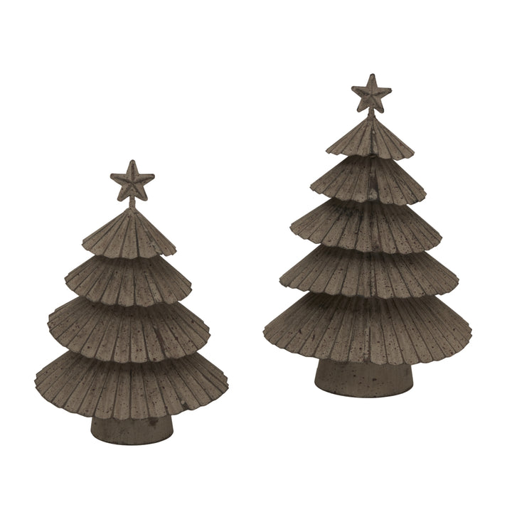 Rustic Metal Layered Tree With Star Decorative Indoor Outdoor Holiday Accent Sculpture