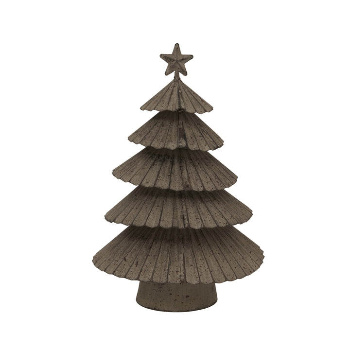 Rustic Metal Layered Tree With Star Decorative Indoor Outdoor Holiday Accent Sculpture