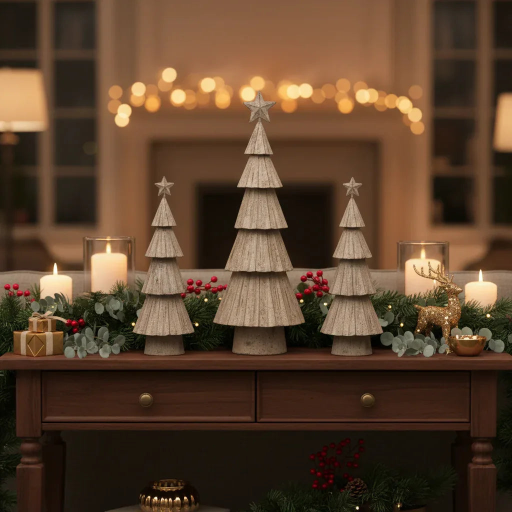 Rustic Bough Tree With Star - Decorative Home Accent for Seasonal Holiday Display - TidySpaces