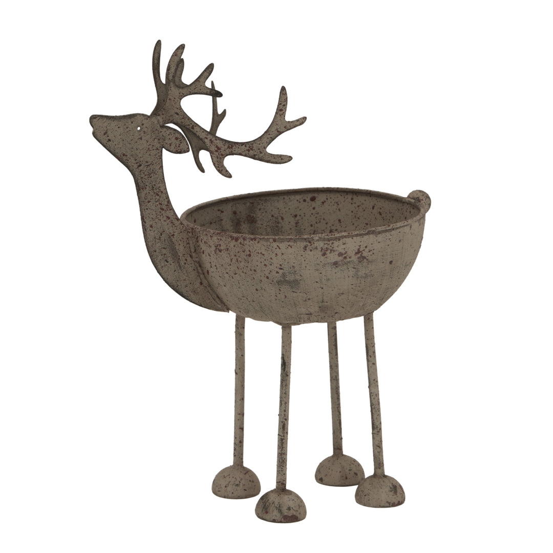 Rustic Metal Reindeer Bowl