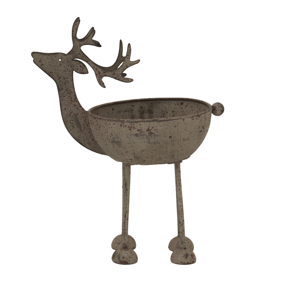 Rustic Metal Reindeer Bowl