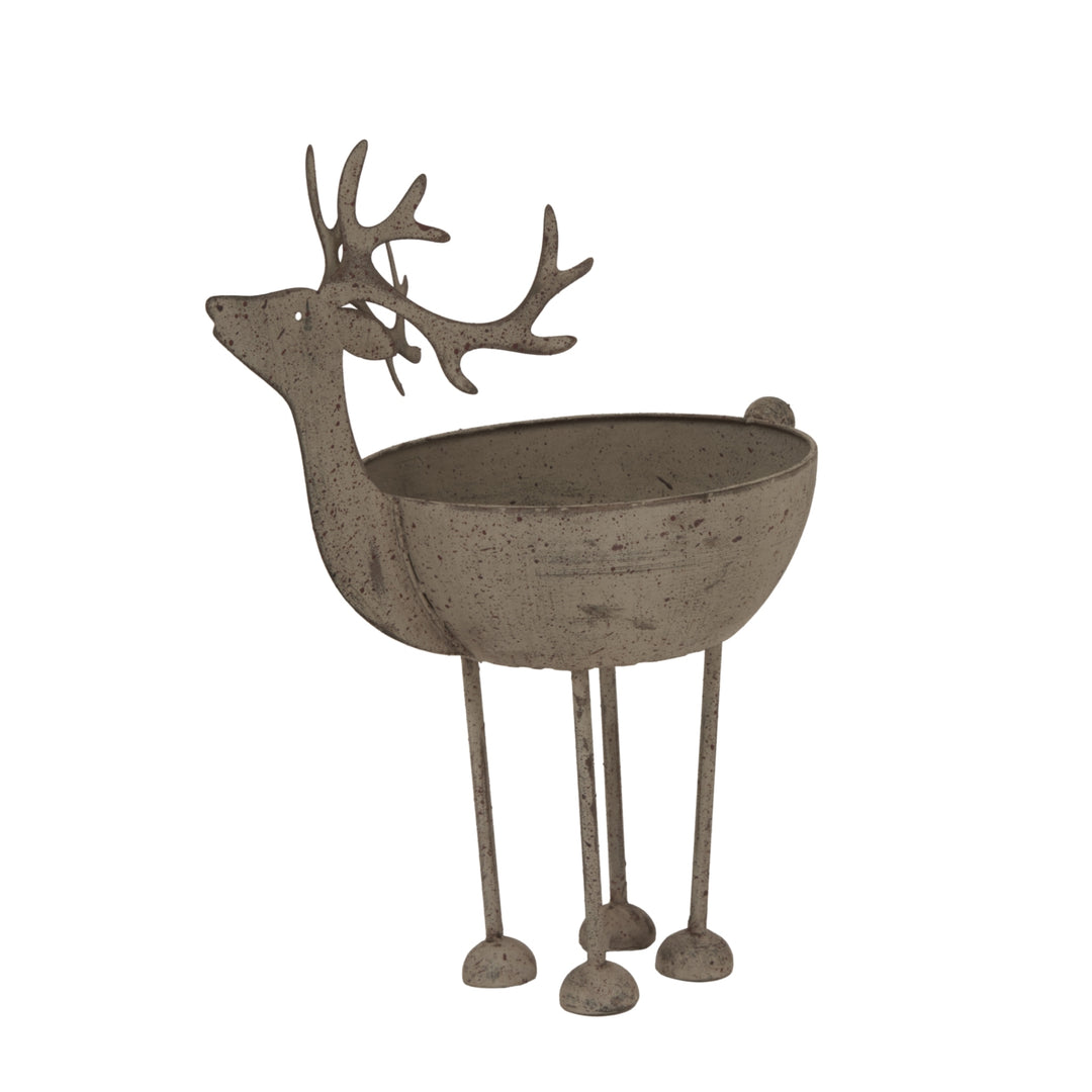 Large Rustic Metal Reindeer Bowl