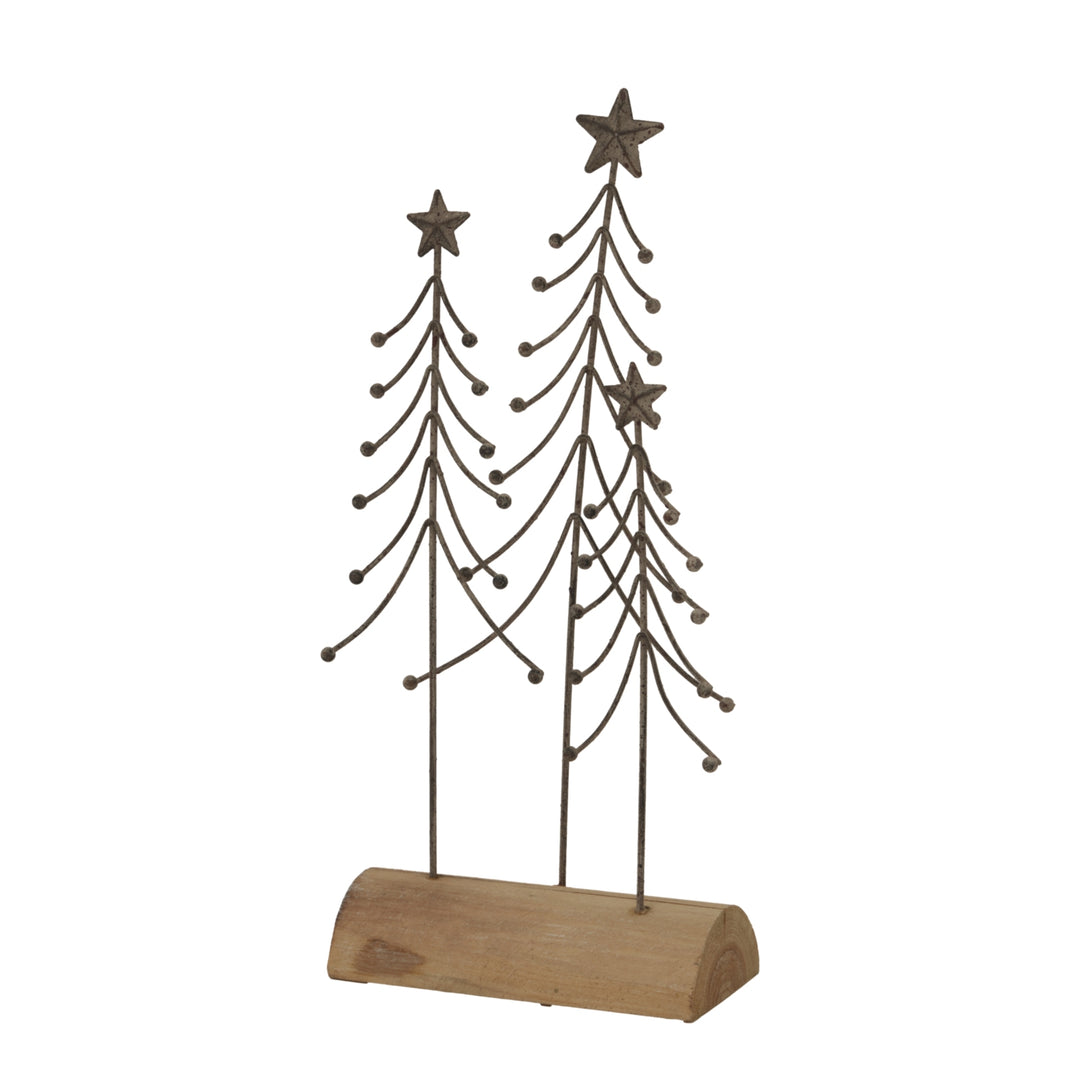 Rustic Metal Trio Of Trees On Stand