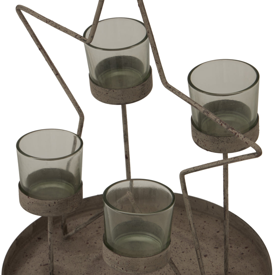 Rustic Outline Star With Four Glass Votives