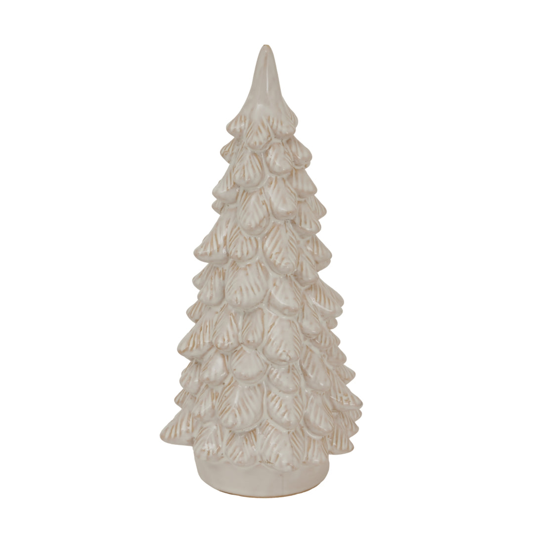 Alora Ceramic Snowy Tree Decorative Holiday Centerpiece Tabletop Home Accent
