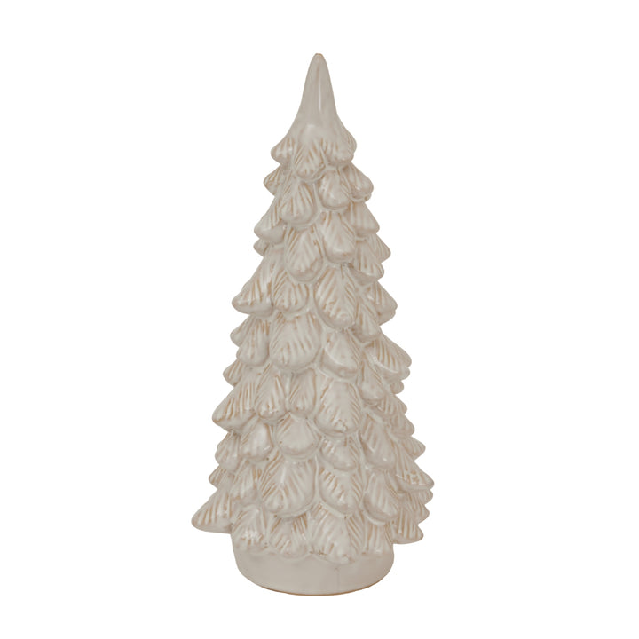Alora Ceramic Snowy Tree Decorative Holiday Centerpiece Tabletop Home Accent