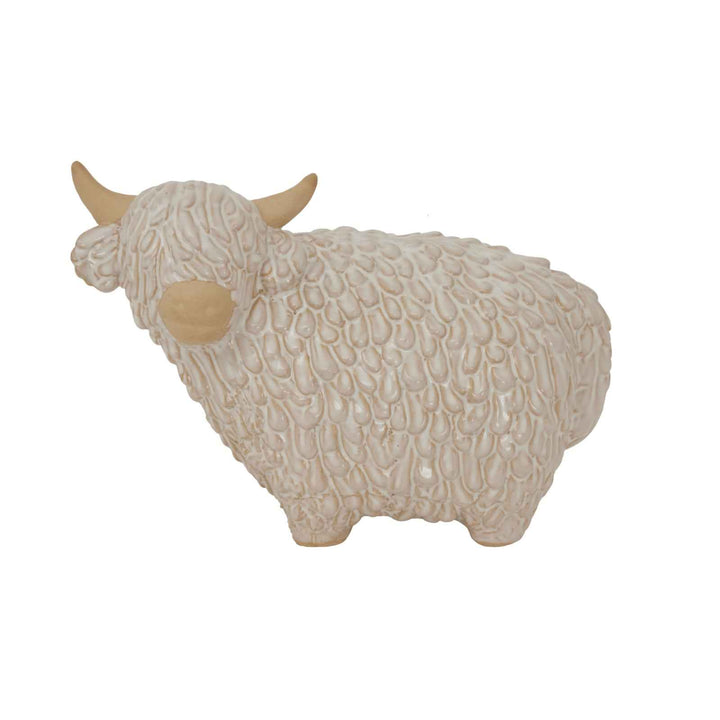 Alora Ceramic Highland Cow Decorative Figurine for Home Decor and Shelf Display