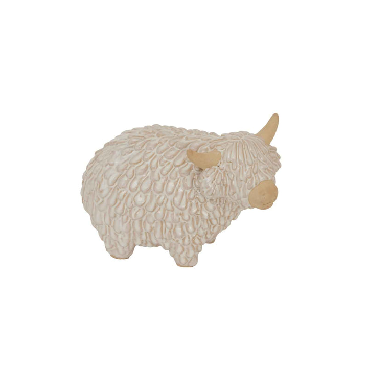 Alora Ceramic Highland Cow Decorative Figurine for Home Decor and Shelf Display
