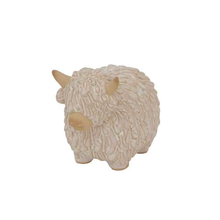Alora Ceramic Highland Cow Decorative Figurine for Home Decor and Shelf Display