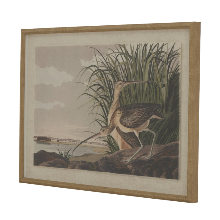 Flora & Fauna Collection Curlews On Linen In Beaded Frame BROWN GLASS - TidySpaces