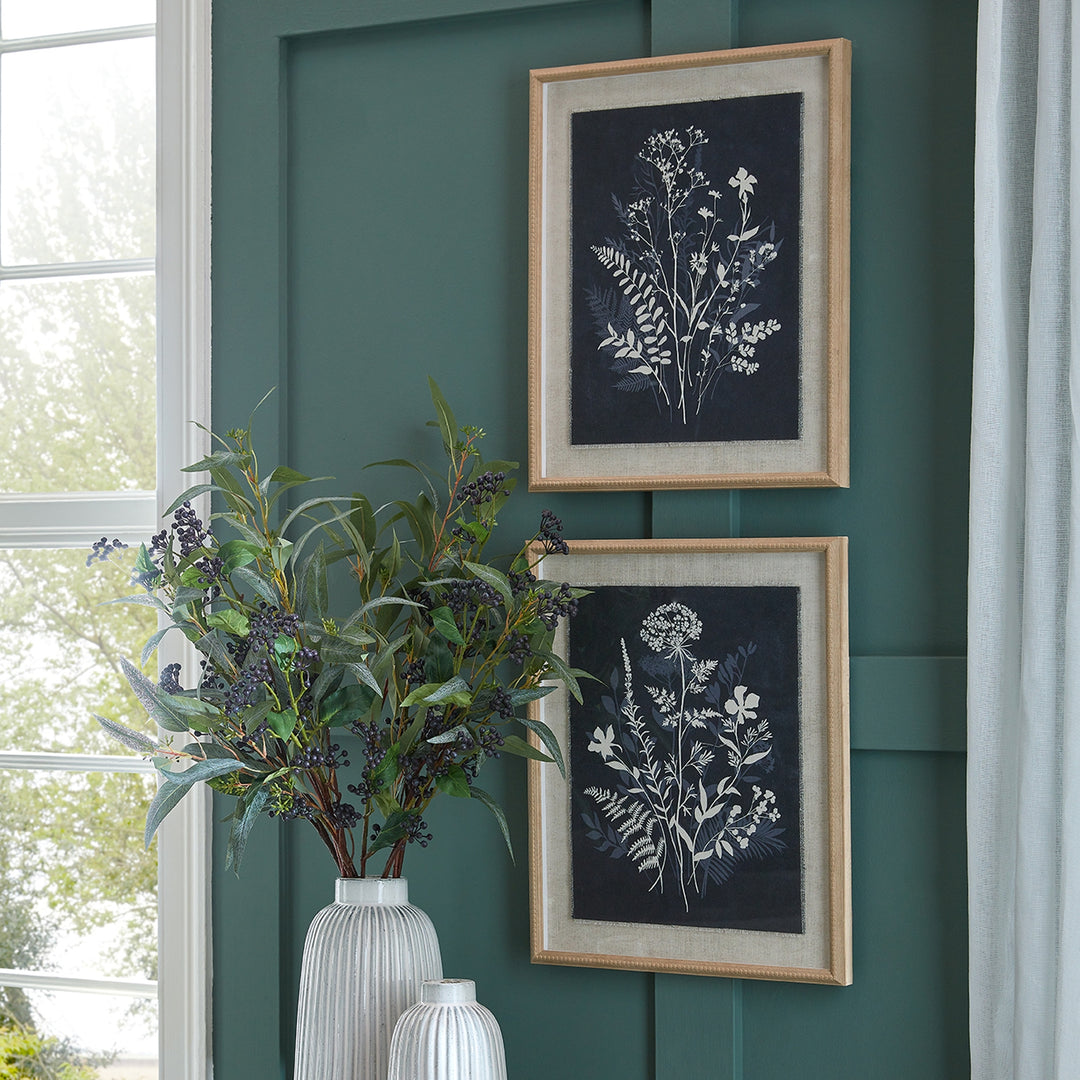 Flora & Fauna Collection Grove On Linen In Beaded Frame - TidySpaces