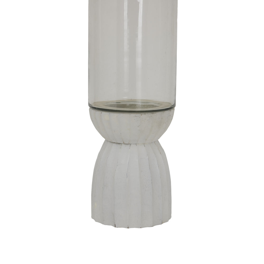 White Carved Hurricane Lantern - TidySpaces