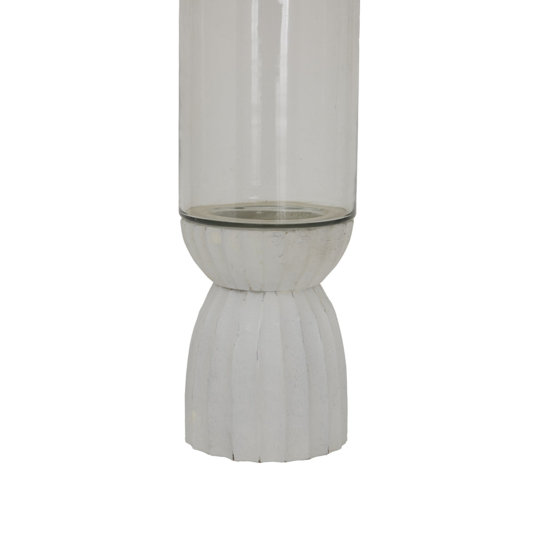 White Carved Hurricane Lantern - TidySpaces