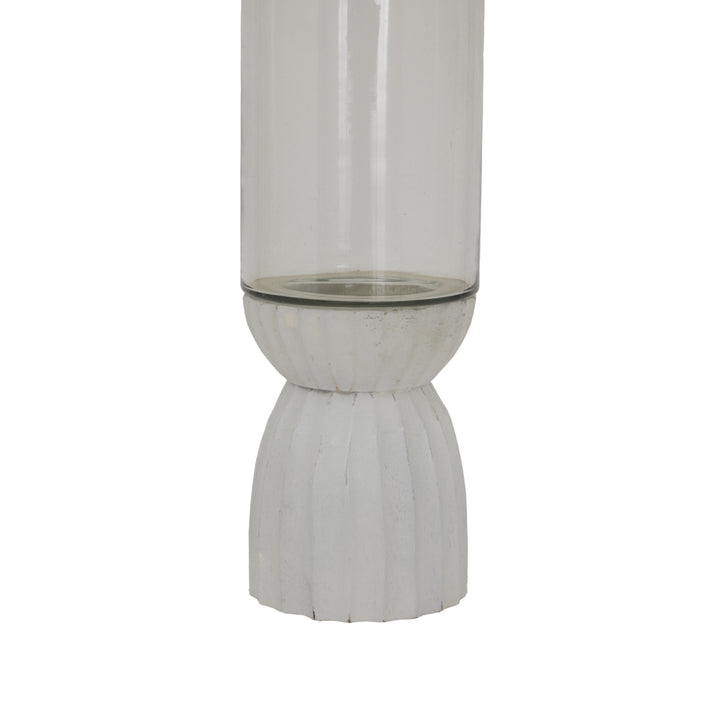 White Carved Hurricane Lantern - TidySpaces