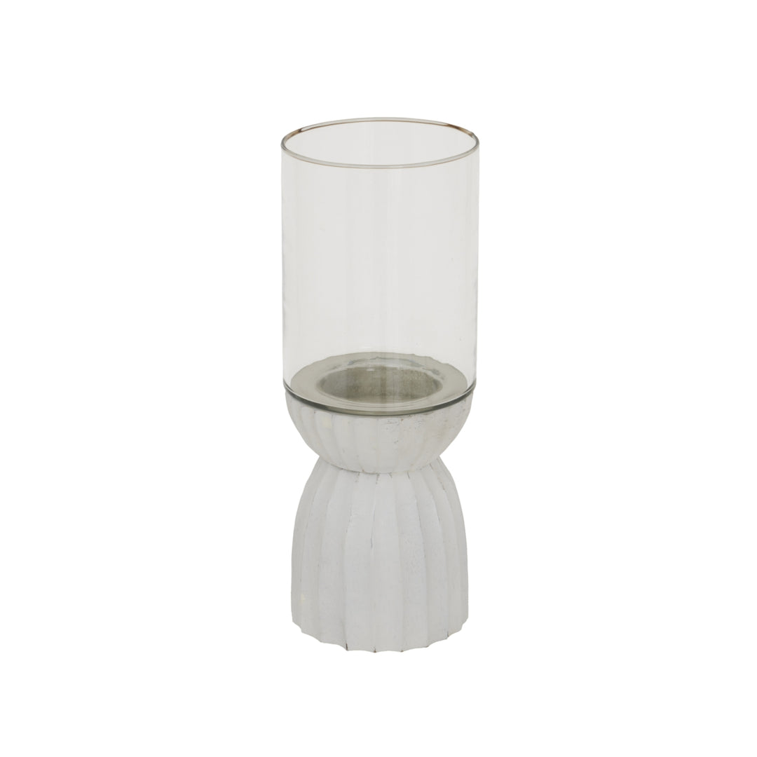White Carved Hurricane Lantern WHITE GLASS - TidySpaces