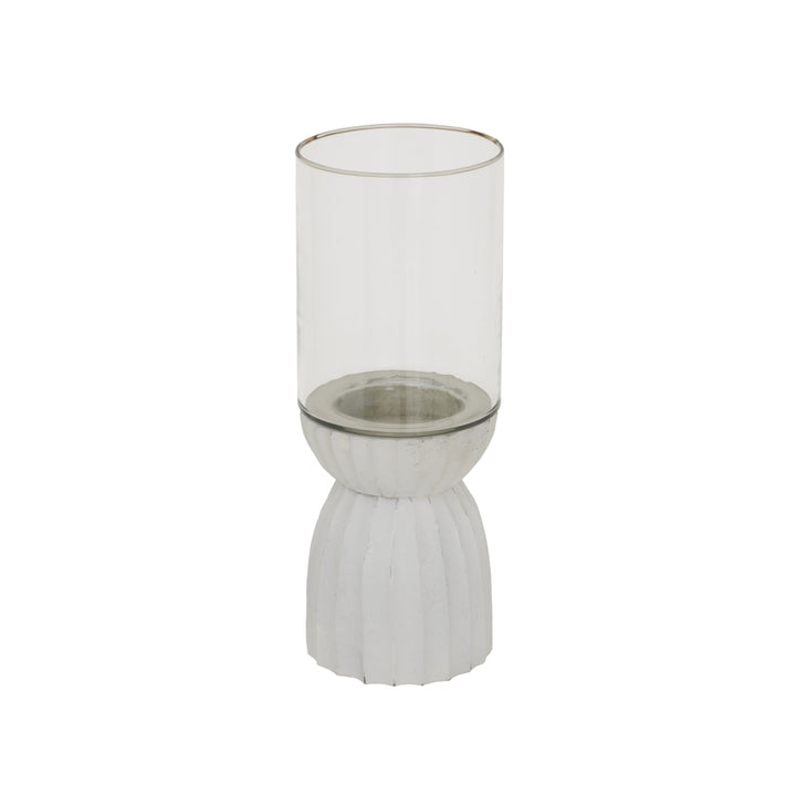 White Carved Hurricane Lantern WHITE GLASS - TidySpaces