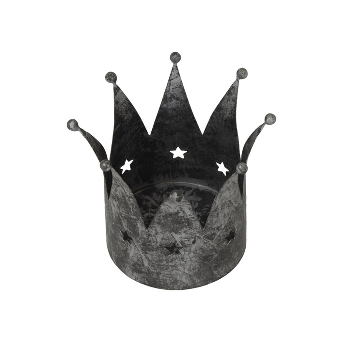 Antique Silver Crown Candle Holder