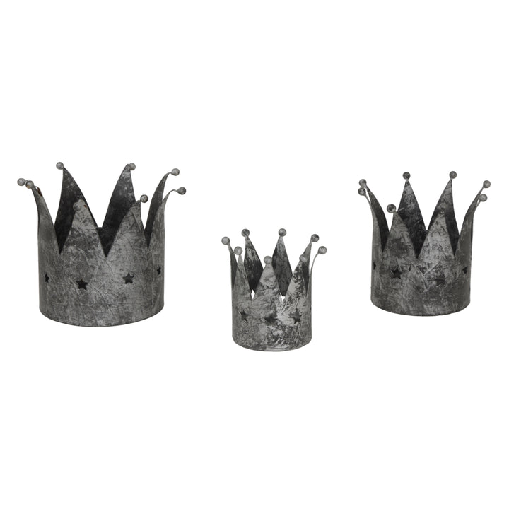 Antique Silver Crown Candle Holder
