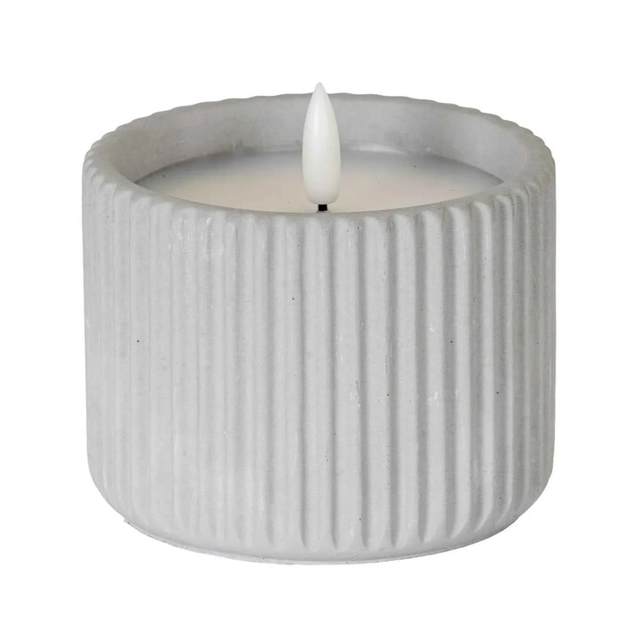 Luxe Collection Natural Glow Chalk Ribbed Medium Led Candle