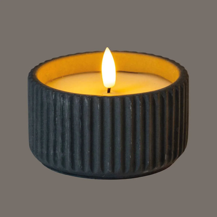 Luxe Collection Natural Glow Ribbed Small Led Candle