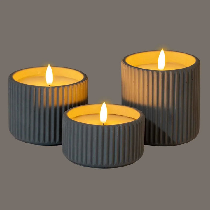 Luxe Collection Natural Glow Ribbed Small Led Candle