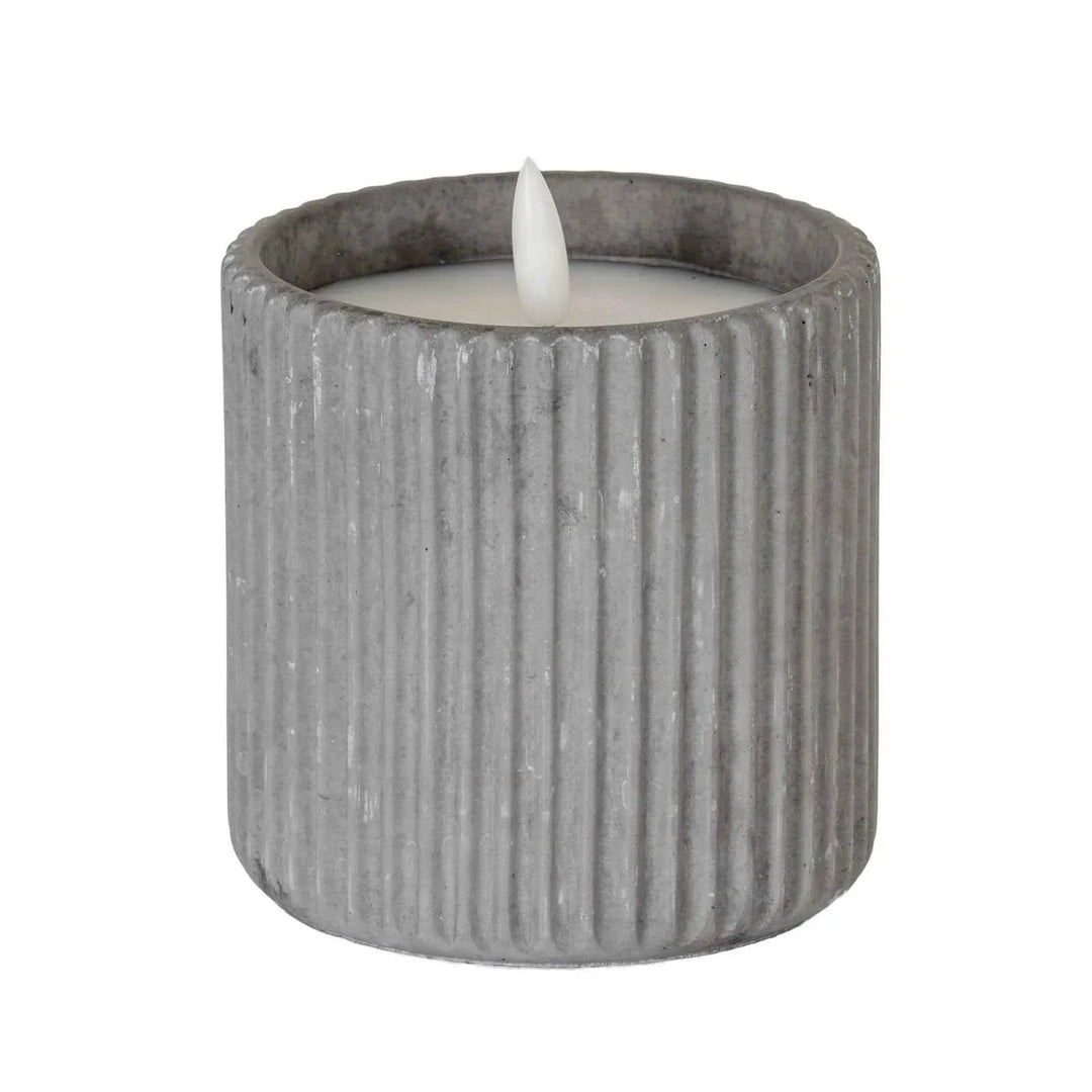 Luxe Collection Natural Glow Grey Ribbed Large  Led Candle