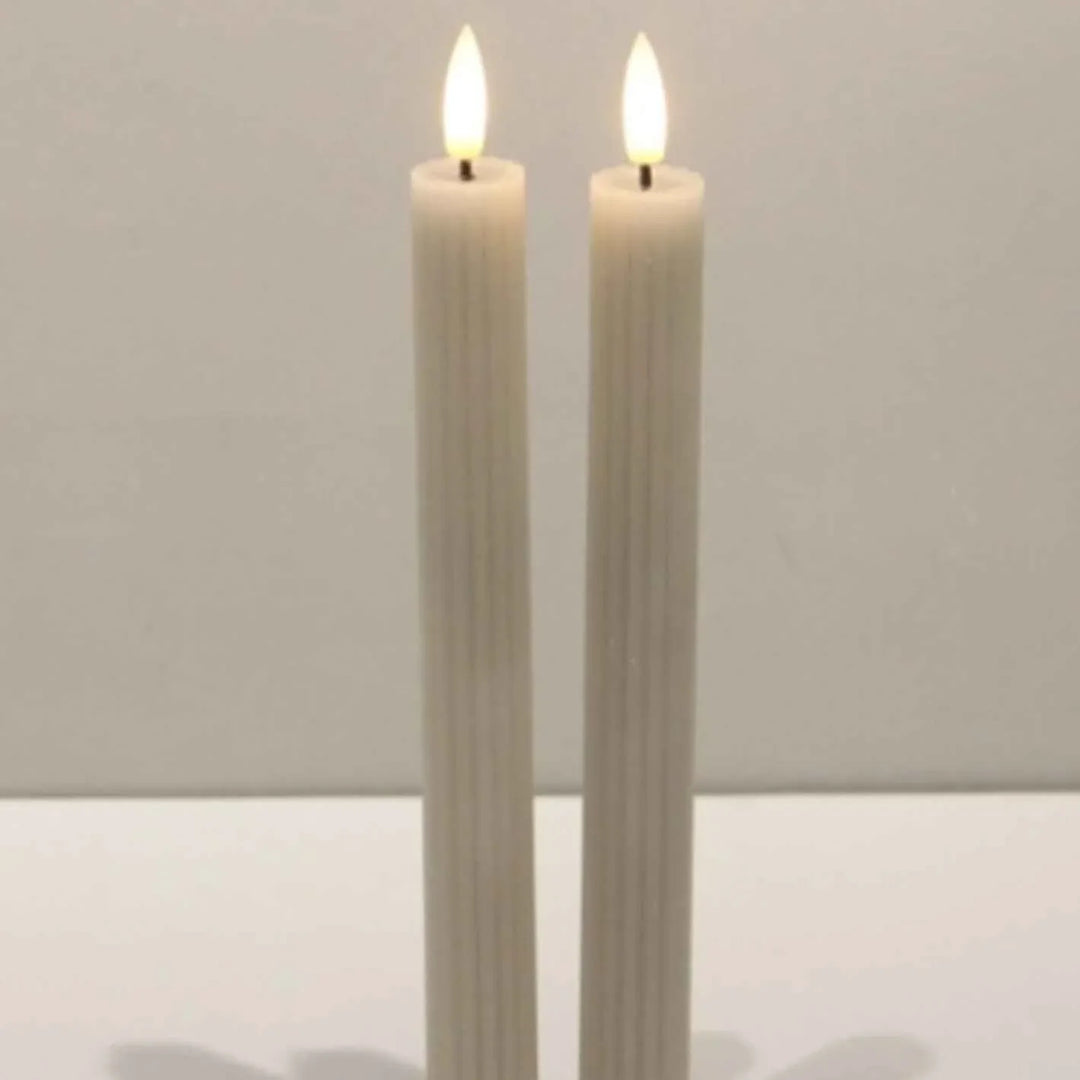 Luxe Collection Natural Glow Taupe  Ribbed Taper Candles