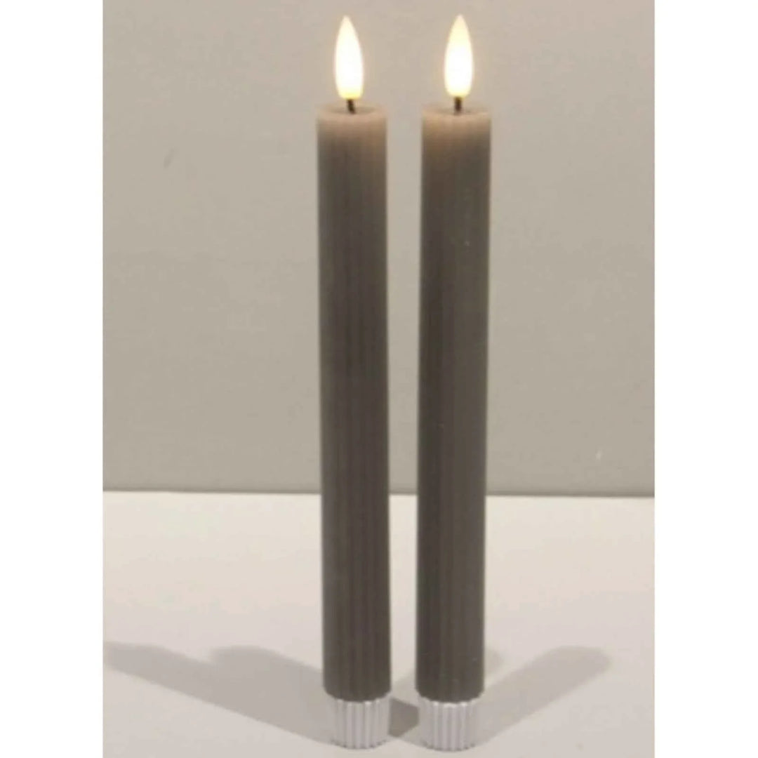 Luxe Collection Natural Glow Grey  Ribbed Taper Candles