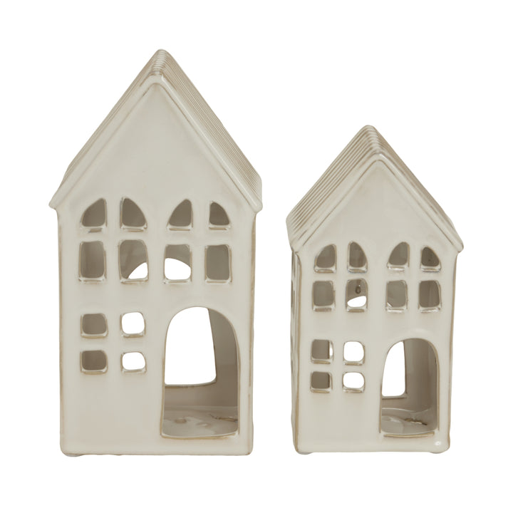Large White Ceramic House Tea Light Holder