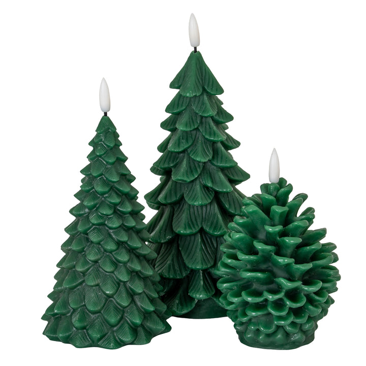 Luxe Collection Natural Glow Green Pinecone LED Wax Candle