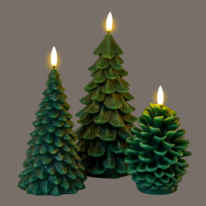 Luxe Collection Natural Glow Green Pinecone LED Wax Candle
