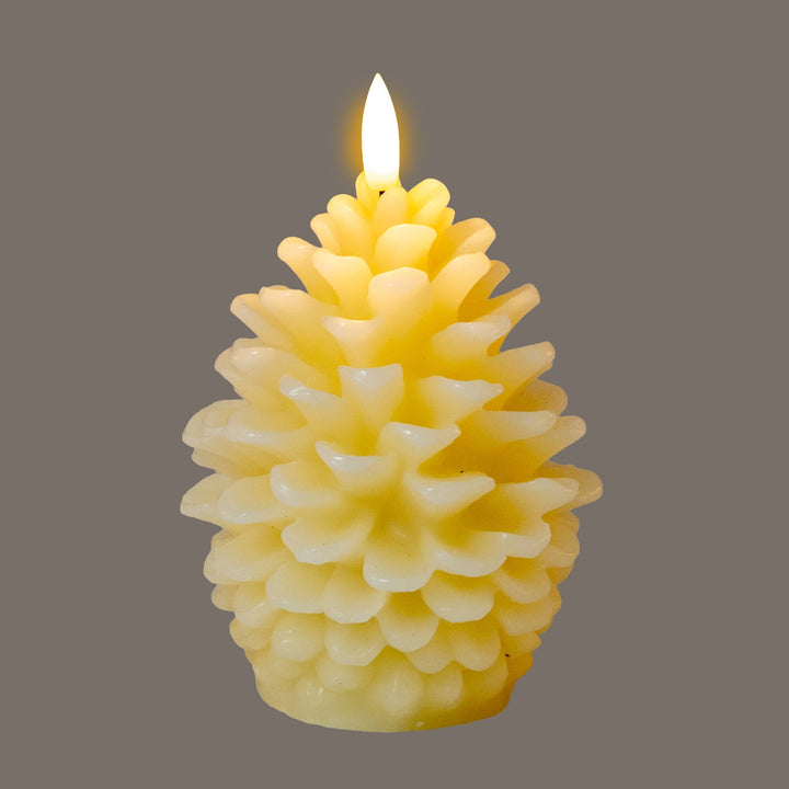 Luxe Collection Natural Glow Cream Pinecone LED Wax Candle