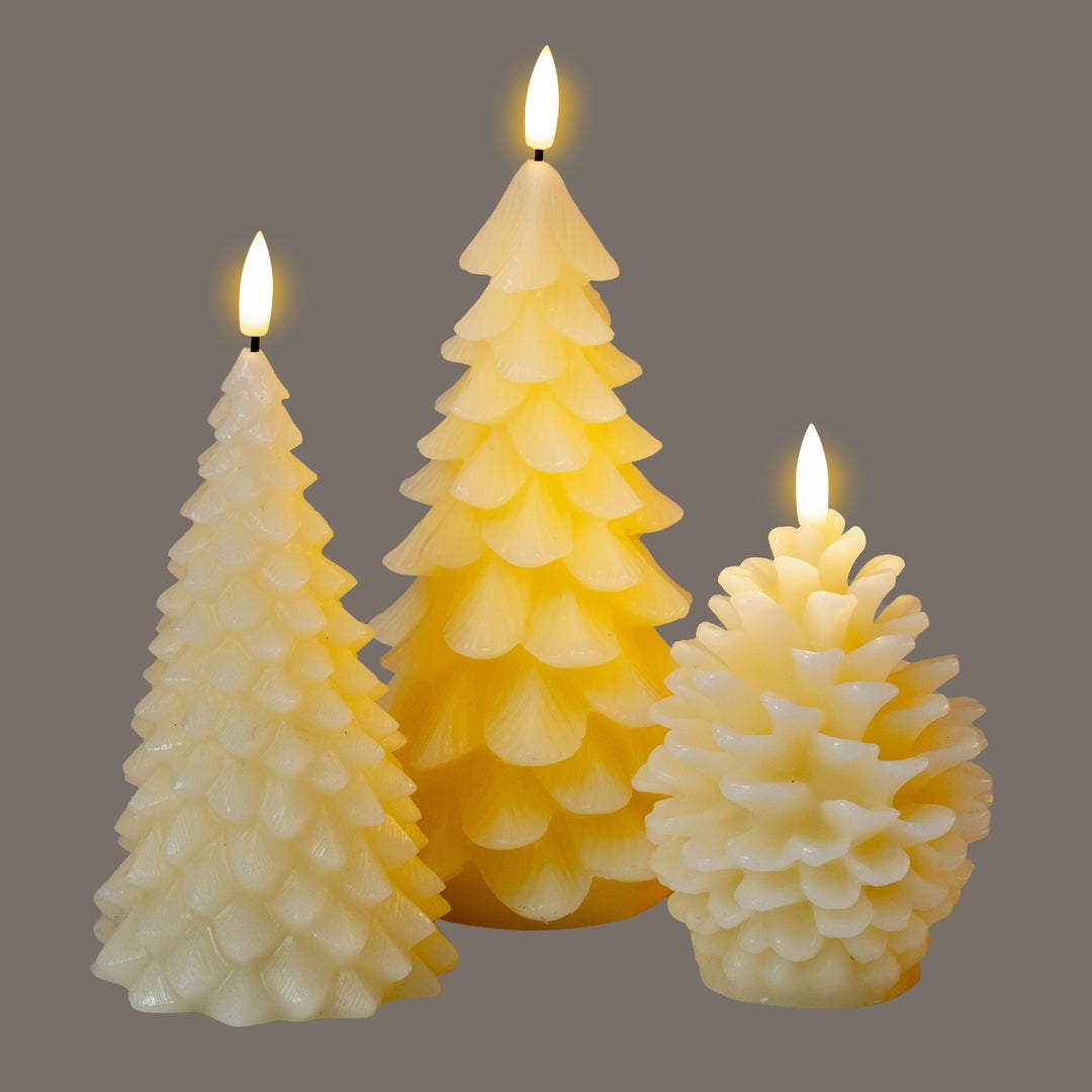 Luxe Collection Natural Glow Cream Pinecone LED Wax Candle
