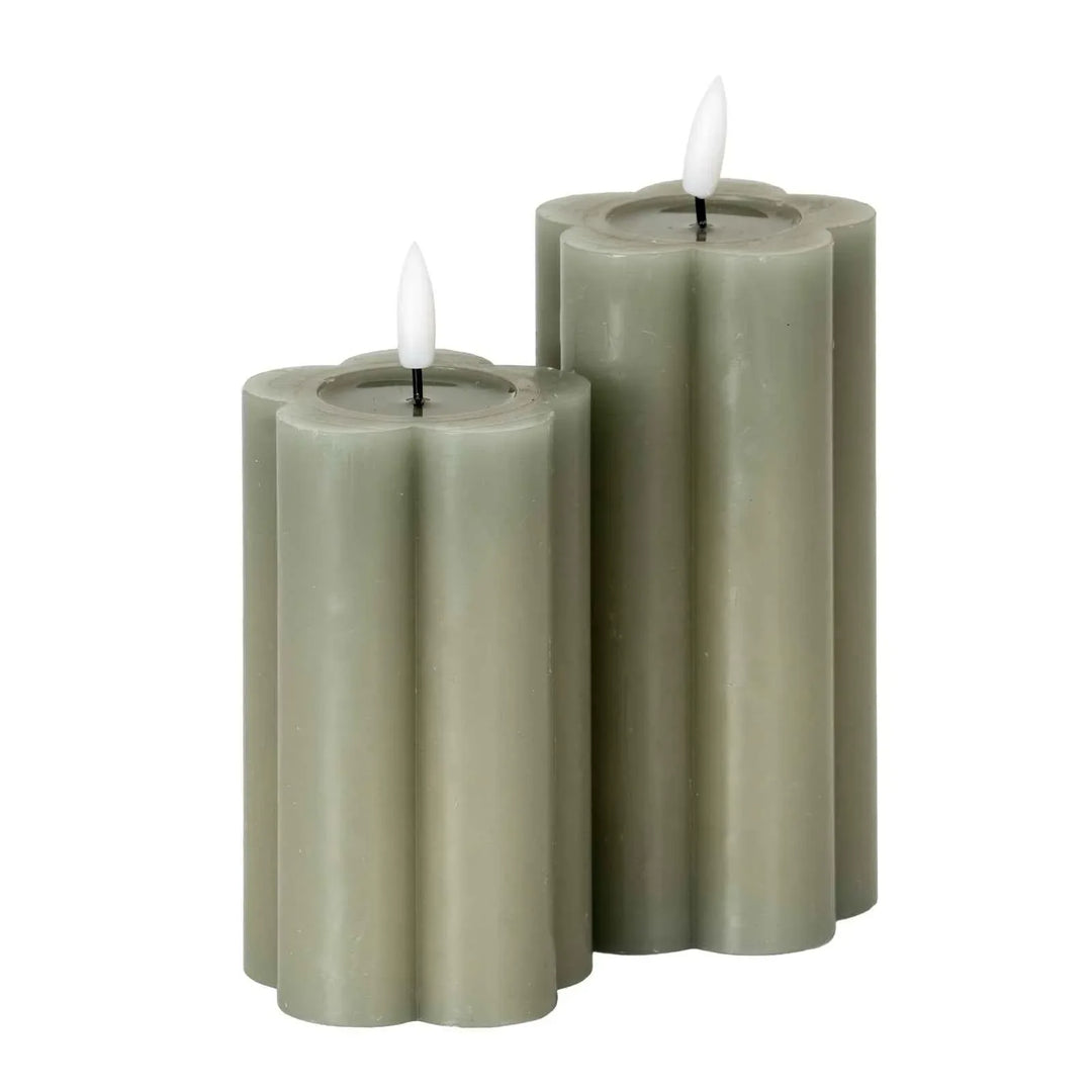 Luxe Collection Natural Glow 2.75x5 Grey Pillar LED Candle