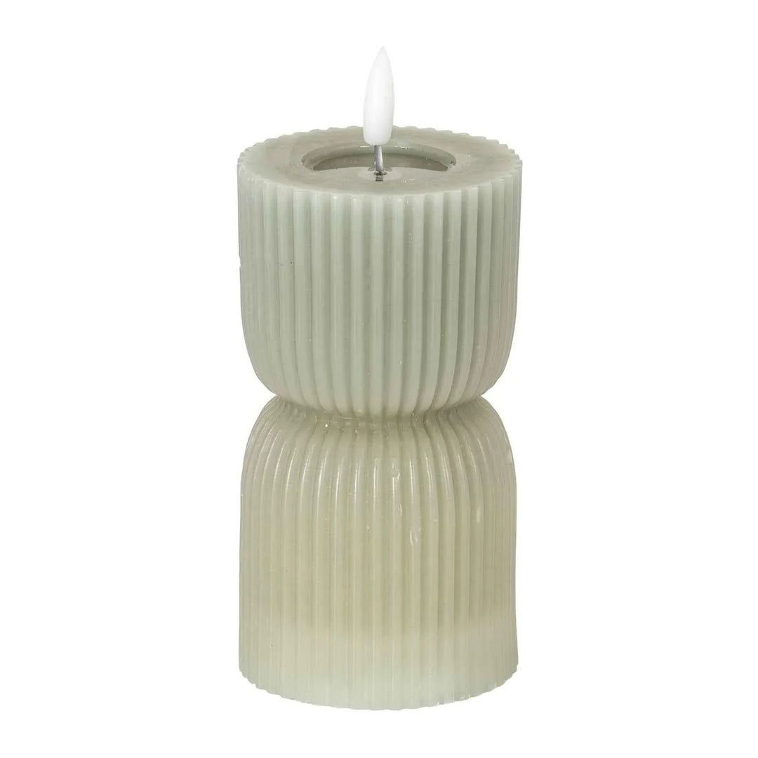 Luxe Collection Natural Glow 2.75x6 Grey Carved LED Candle
