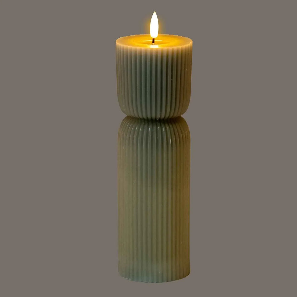 Luxe Collection Natural Glow 2.75x10 Grey Carved LED Candle