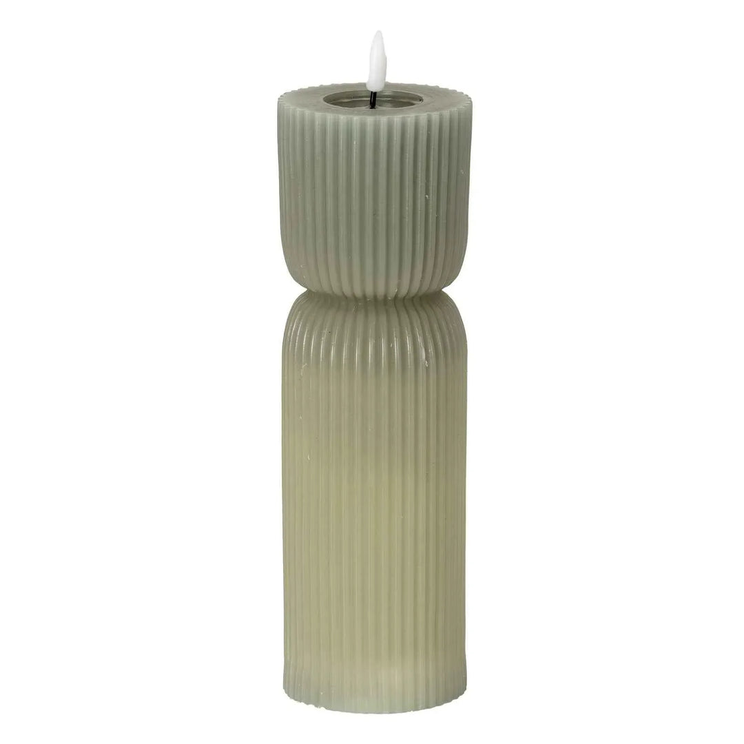 Luxe Collection Natural Glow 2.75x10 Grey Carved LED Candle