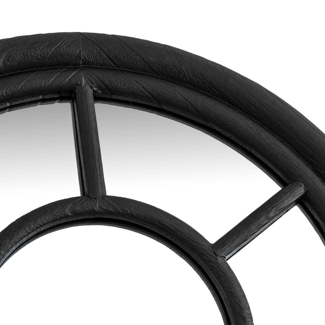 Black Wood Tall Arched Window Mirror