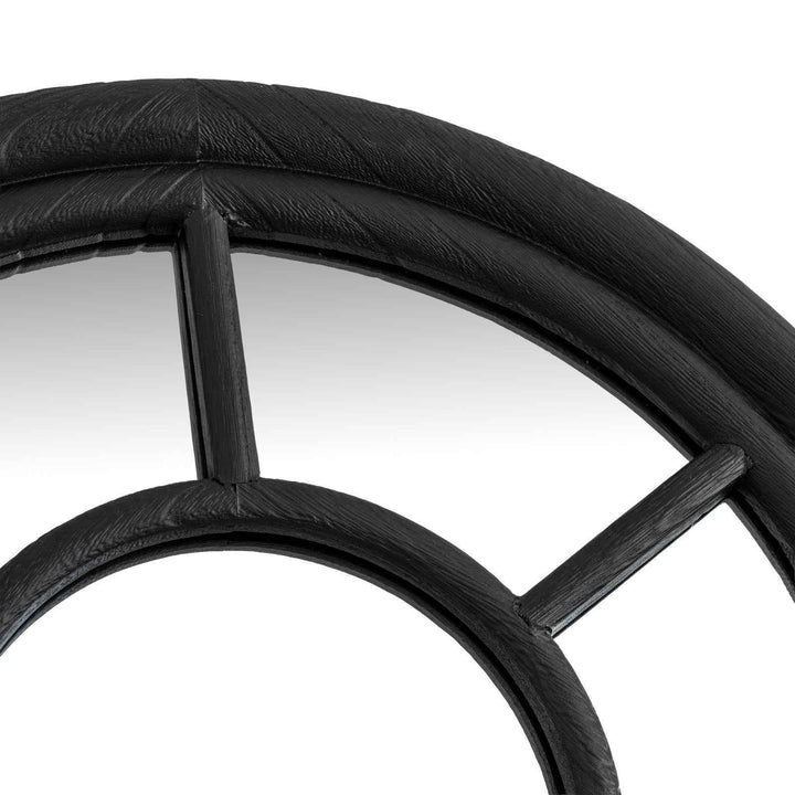 Black Wood Tall Arched Window Mirror
