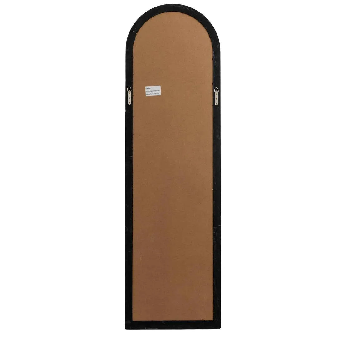 Black Wood Tall Arched Window Mirror