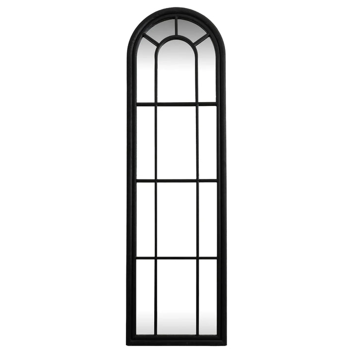 Black Wood Tall Arched Window Mirror - TidySpaces