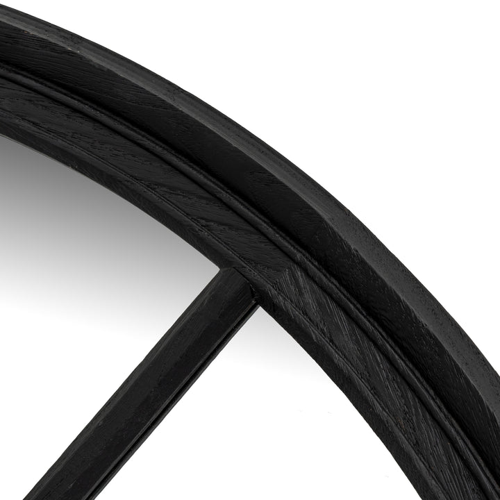 Black Wood Round Window Mirror